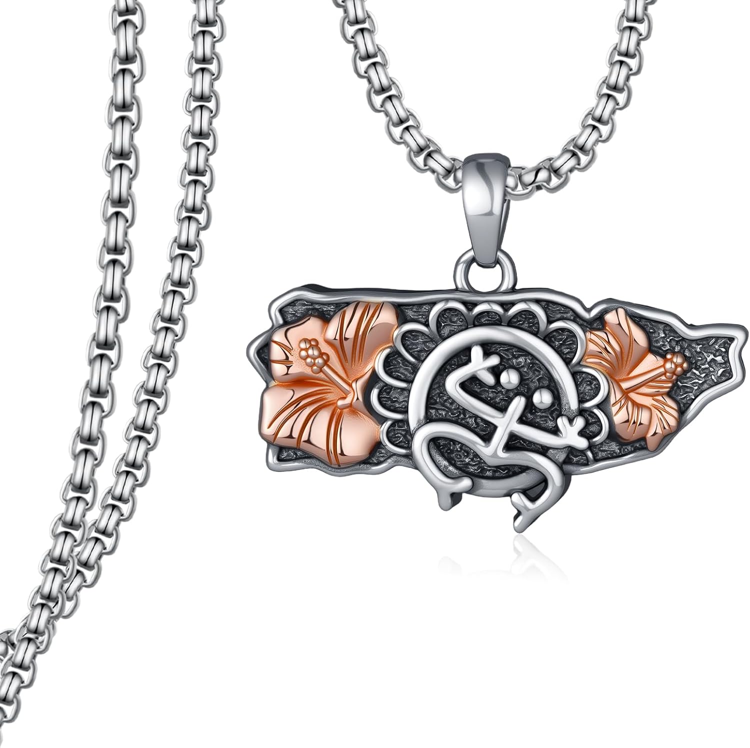 Puerto Rico Necklace 925 Sterling Silver Coqui Frog Puerto Rico Map Pendant Necklace Coqui Frog Jewelry Gifts for Men Women