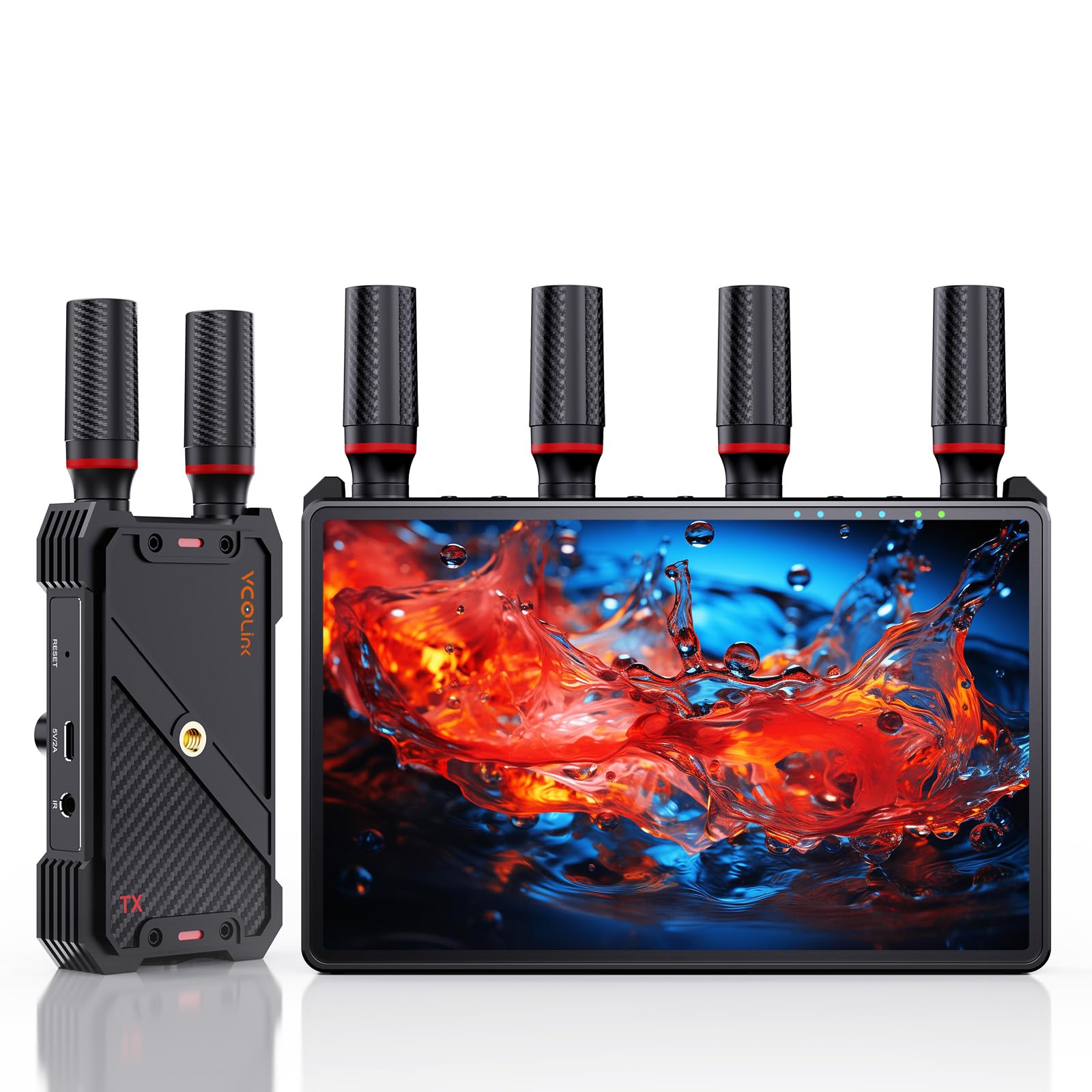 Photo 1 of Wireless HDMI Video Transmitter and Receiver: 1 to 5 RX with 7" Monitors, Loop Out, IR Remote, 1312ft Stable Clear Signal & Low Latency for Camera, Filming, Live Stream
