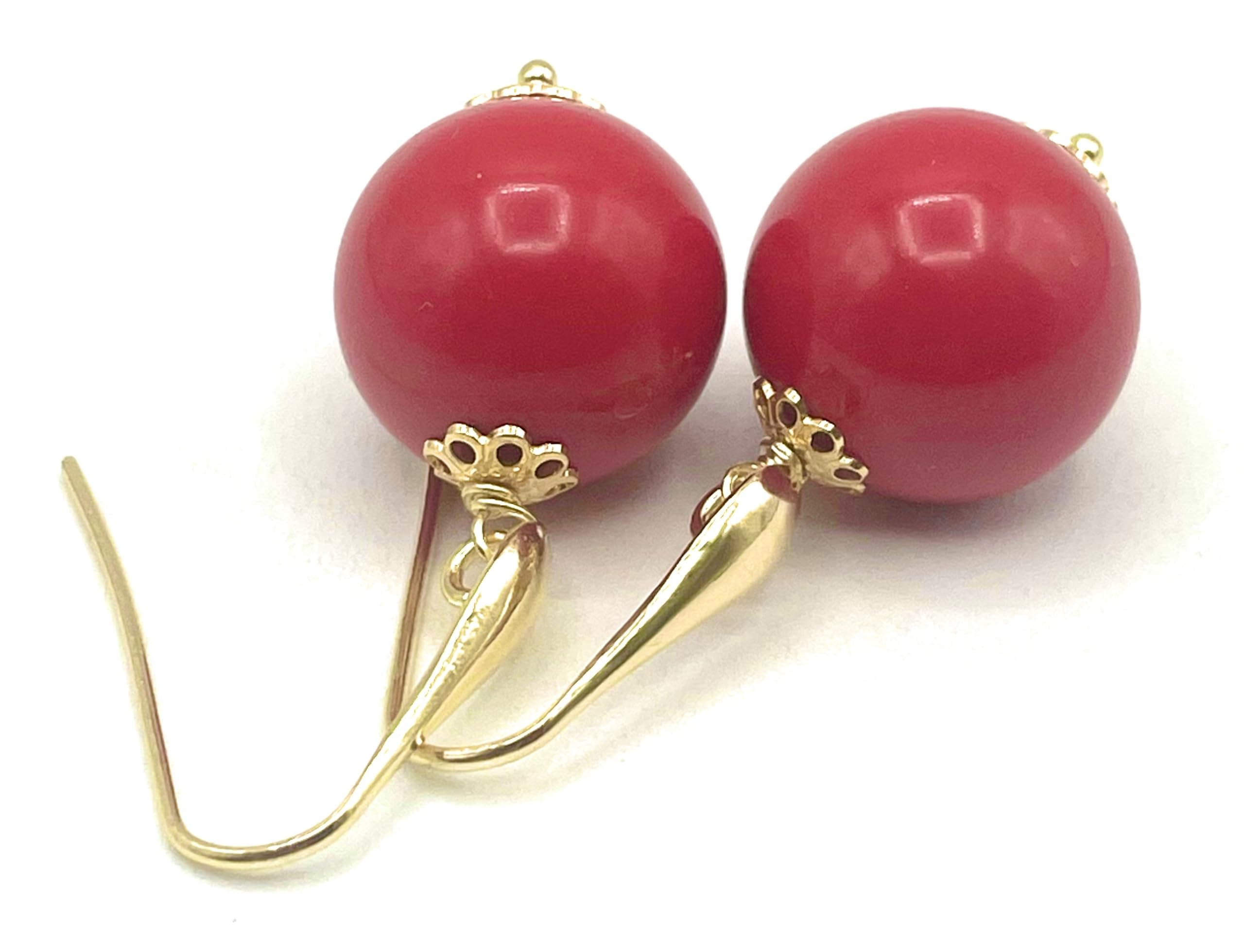 Pendientes Rojo Coral, Vermeil 24 K, Joyas Artesanales, Made in Italy, Regalo para Mujeres