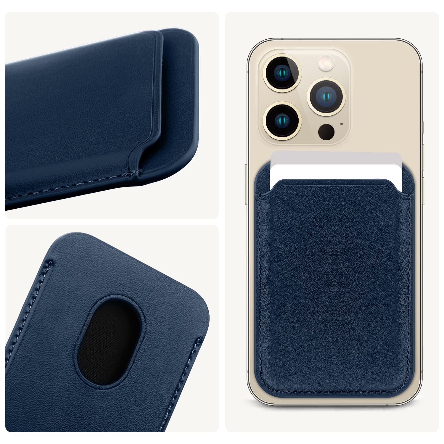 FIDWALL Magsafe Wallet Portafoglio Tessuti in Pelle per iPhone 16/15/14/13/12 Max/Pro/Plus/mini,con Anello in Ferro per all Phone Case,RFID Card Holder con Magsafe Magnete (Blu Baltico)