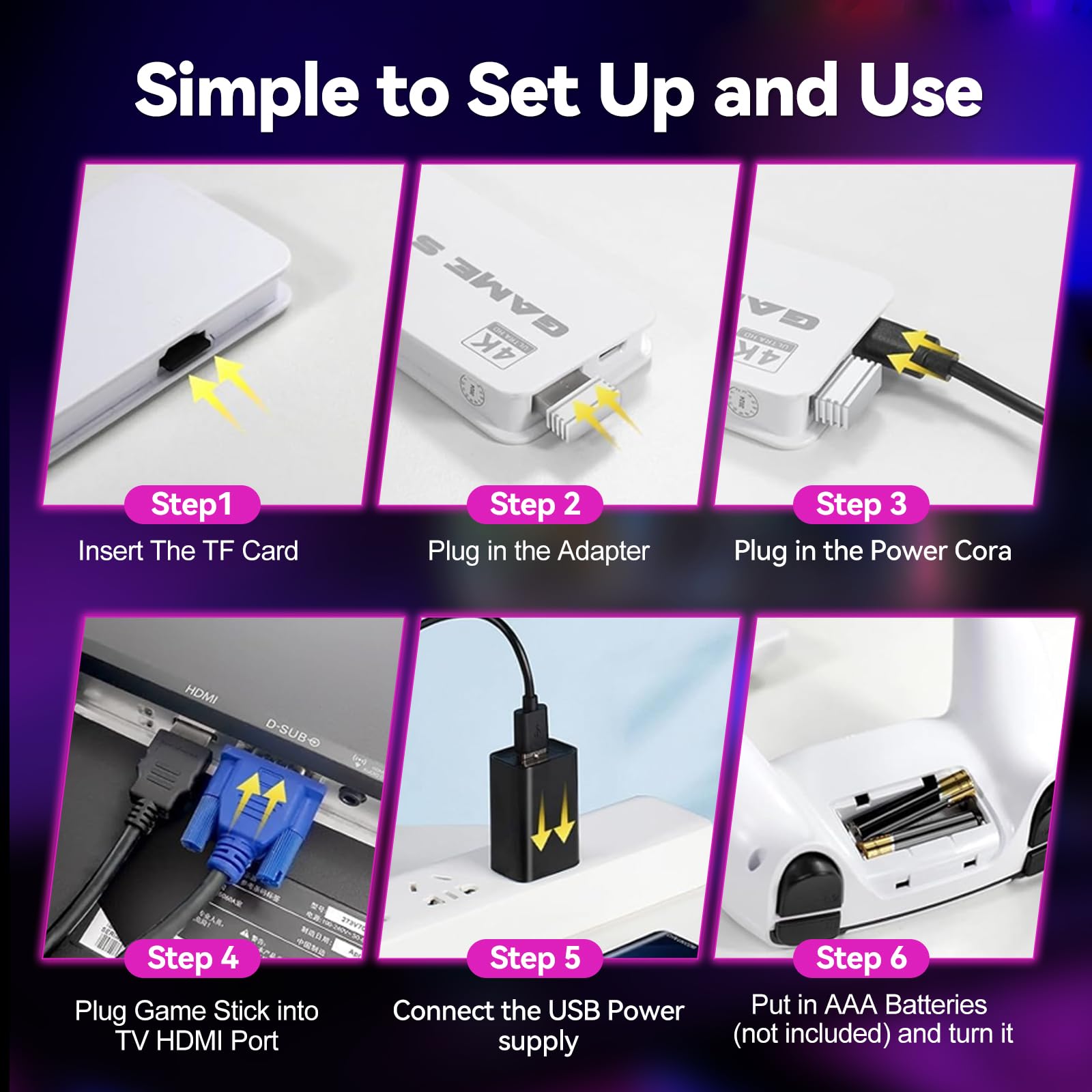 YunLone Console di gioco retrò 2025, console per videogiochi HDMI 4K con oltre 40.000 giochi e 23 emulatori, stick per videogiochi plug and play con controller wireless 2.4G dual upgrade (128G)