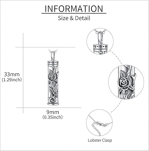 Vista 27 de Collar de urna de plata esterlina, joyería de cremación para cenizas, joyería de memoria para mujeres y hombres