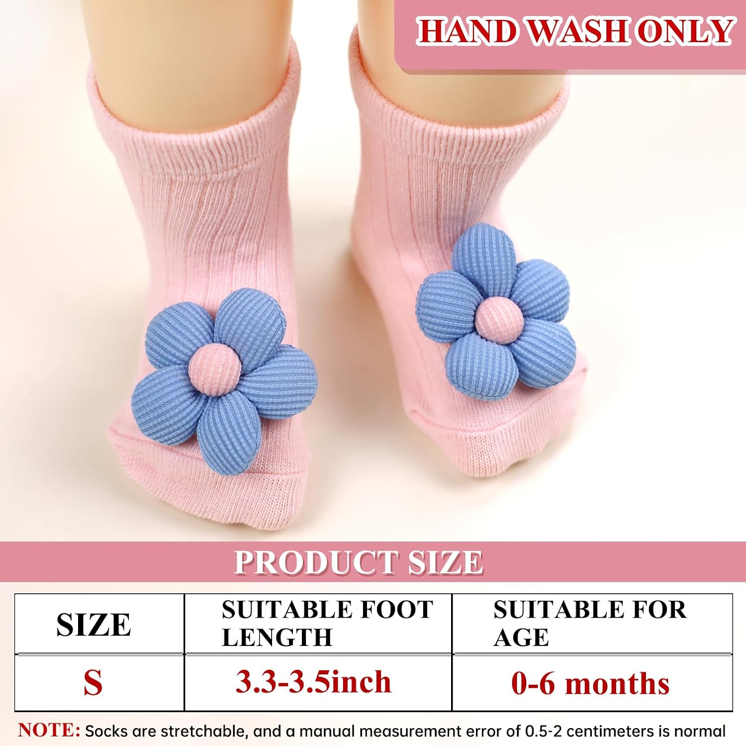 4Packs Baby Girl Socks, Flower Non-slip Socks with Grips for Newborn Babies Girls Boys Toddler Infant Kids