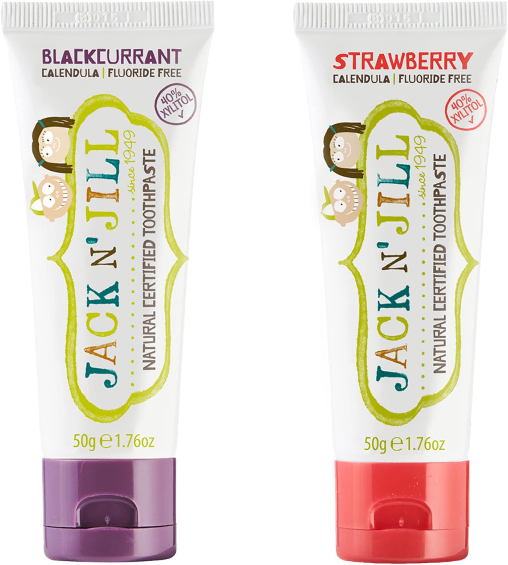 Natural Toothpaste, Strawberry & Blackcurrant, 1.76oz (Pack of 2)