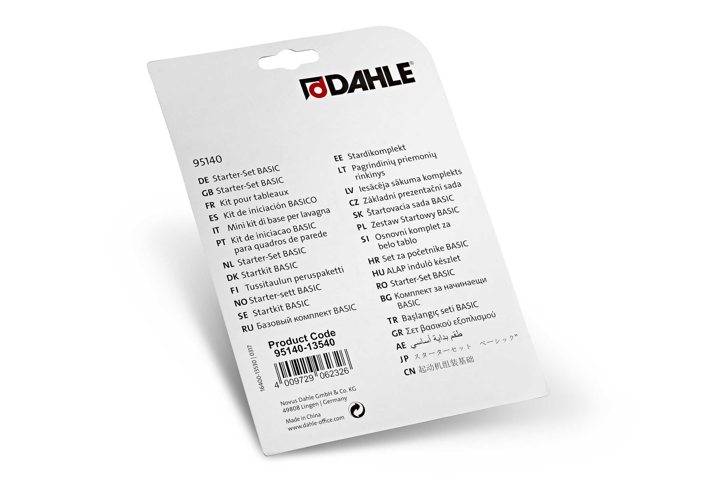 Dahle Set di base per lavagna bianca 2 pennarelli 4 magneti 1 tergicristallo magnetico