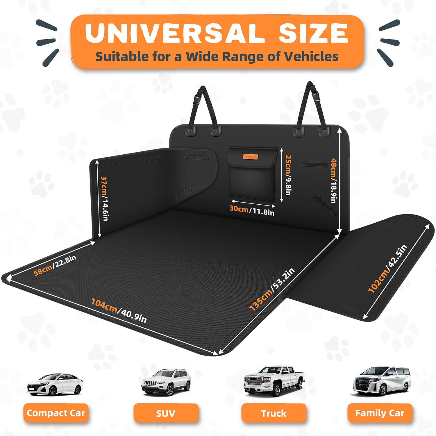 Protection Coffre Voiture Chien Universelle, Couverture Chien Auto Imperméable et Antidérapant, Protection Latérale pour Plupart Voiture, 183x104cm
