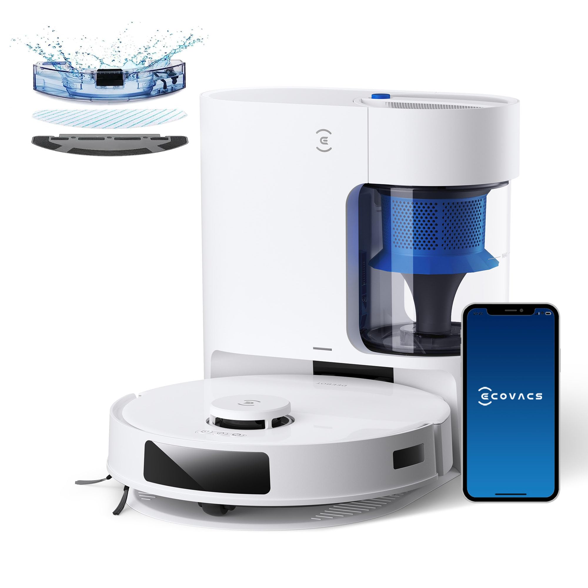 ECOVACS N20 PRO Plus Robot Aspirapolvere Lavapavimenti con Mappatura, 8000 Pa, Pulizia Senza Sforzo per 45 Giorni, Spazzola Antigroviglio, Durata 300 min, Arrampicata da 20 mm