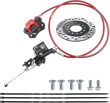 PRO BAT 125CC ATV Hydraulic Rear Disc Brake Kit with Caliper Brake Rotor for 50cc 70cc 90cc 110cc 125cc Mini Kids ATV Quad Buggy Red