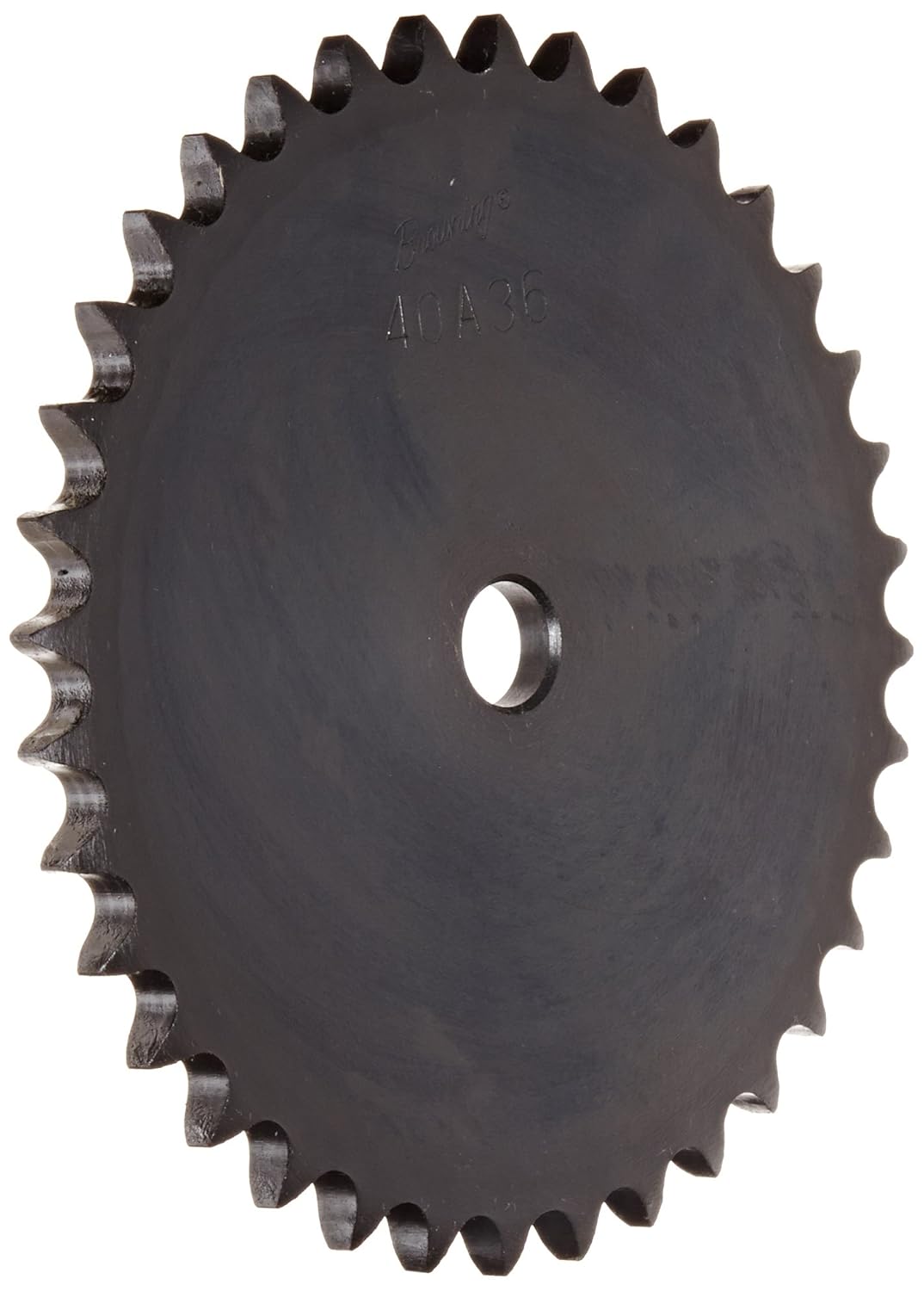 Browning 40A36 Plate Roller Chain Sprocket, Single Strand, Type A Hub, Steel, 5/8" Stocked Bore, 36 Teeth