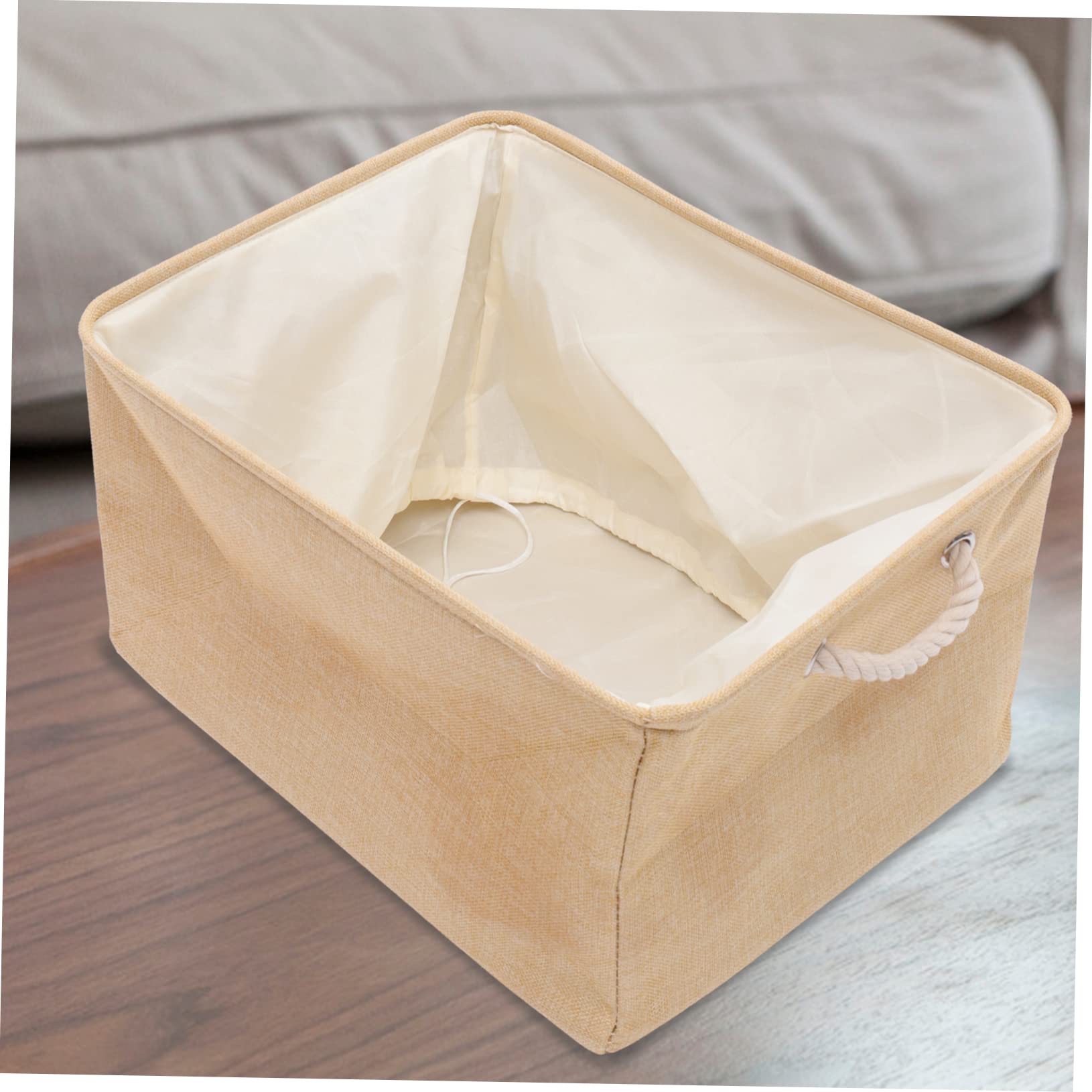 MAGICLULU Cesto Contenitore Pieghevole in Tessuto Cotone Lino Per Giochi e Vestiti Portaoggetti Da Tavolo Resistente e Pratico Per Organizzazione Casa e Bagno Beige