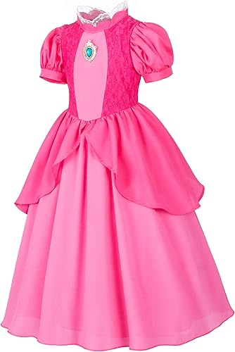 Miniatura 3 de Vestido de princesa rosa para niñas, disfraz de princesa para niñas pequeñas, vestido con accesorios