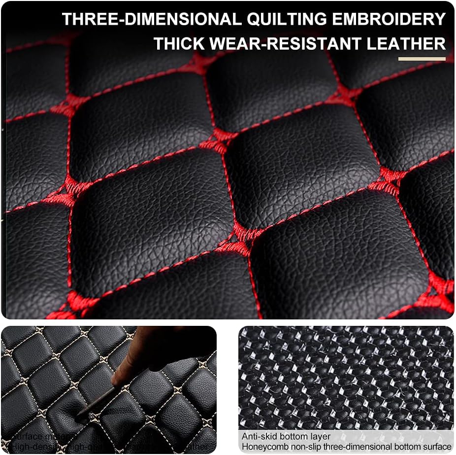 Full-Coverage Car Boot Mat Anti-Slip and Durable Leather Lining Protects The Car Suitable for 98% of Cars/Santanas/Suvs Black Blue