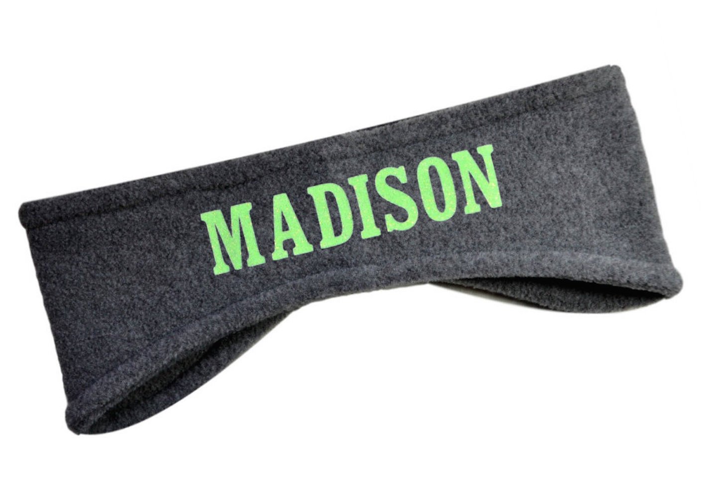 Polar Fleece Ear Warmer Headbands with Custom GLITTER Text for Cold Weather Sports and Casual Wear (GRAY)-image-33