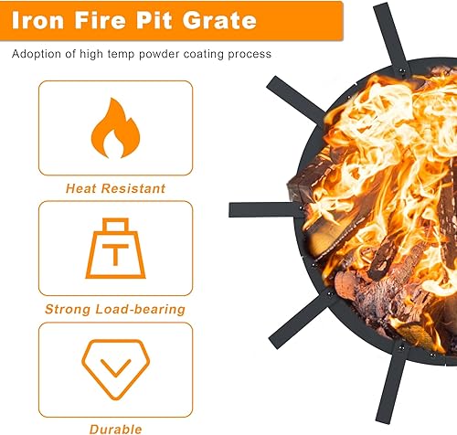 Miniatura 5 de Aoodor Rejilla de fuego de 31 pulgadas, redonda de tamaño ajustable, sin humo, rejilla de leña resistente para fogata al aire libre, estufa de leña