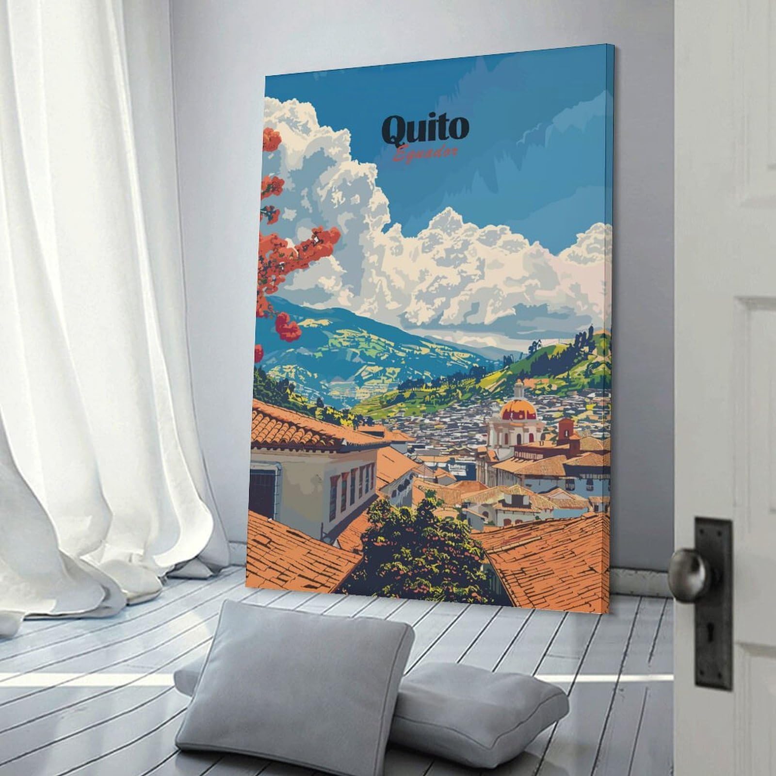 Junmoney Quito, Ecuador Travel Home Decor Wall Art 24x36inch(60x90cm), for Art Walls, Layered Displays Or Homes, A Versatile Canvas Print for Layering