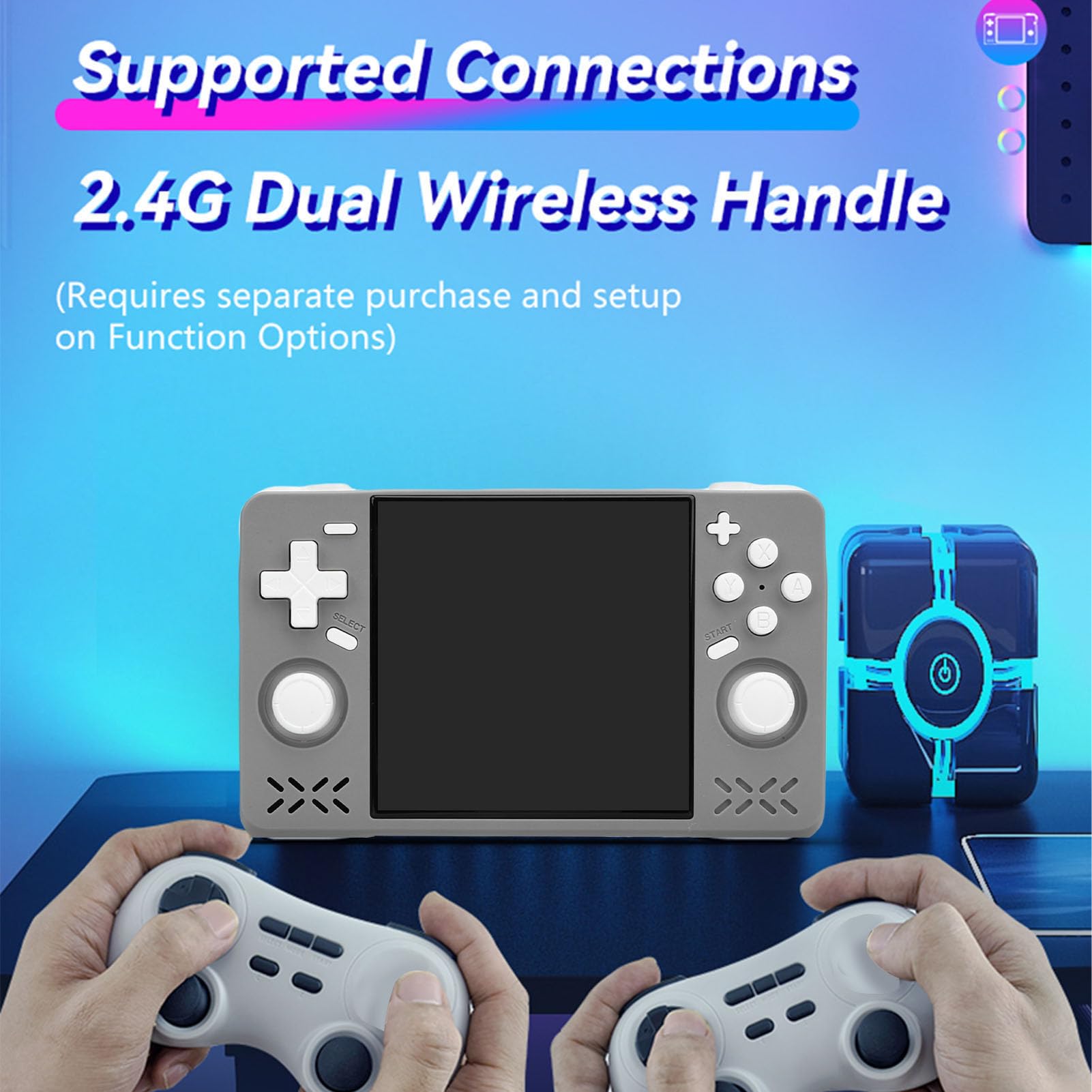 FILFEEL Retro-Handspielkonsole, 4 Zoll, 720 X 720 HD-Bildschirm, 0,5 GHz RK3326-Prozessor, Tragbare Wiederaufladbare Spielekonsole mit MAME N64 DC GBC-Emulatoren für Zuhause und Reisen (128GB)