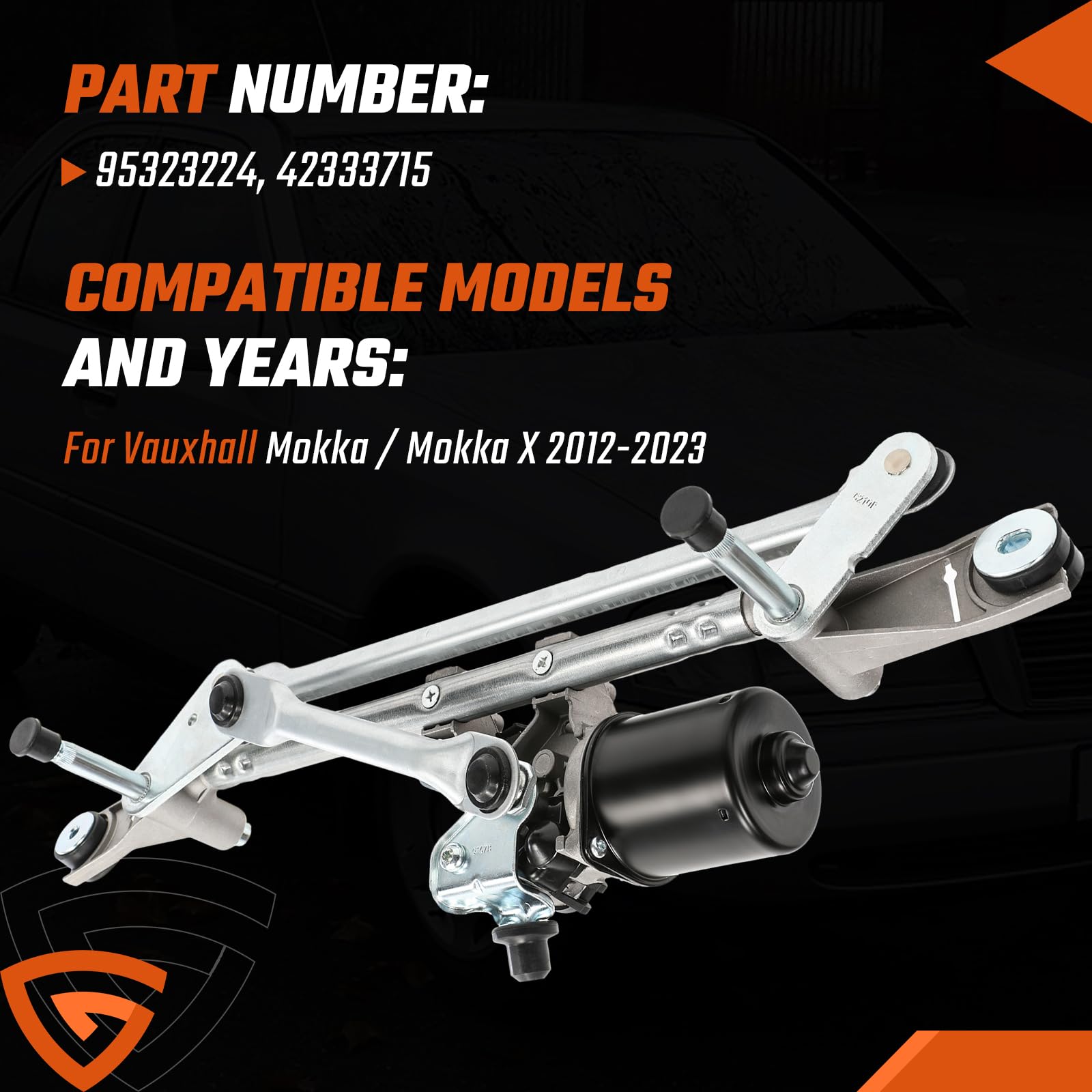 Moteur d'essuie-glace avant avec liaison compatible avec Opel Mokka/Mokka X 2012-2023 95323224 42333715
