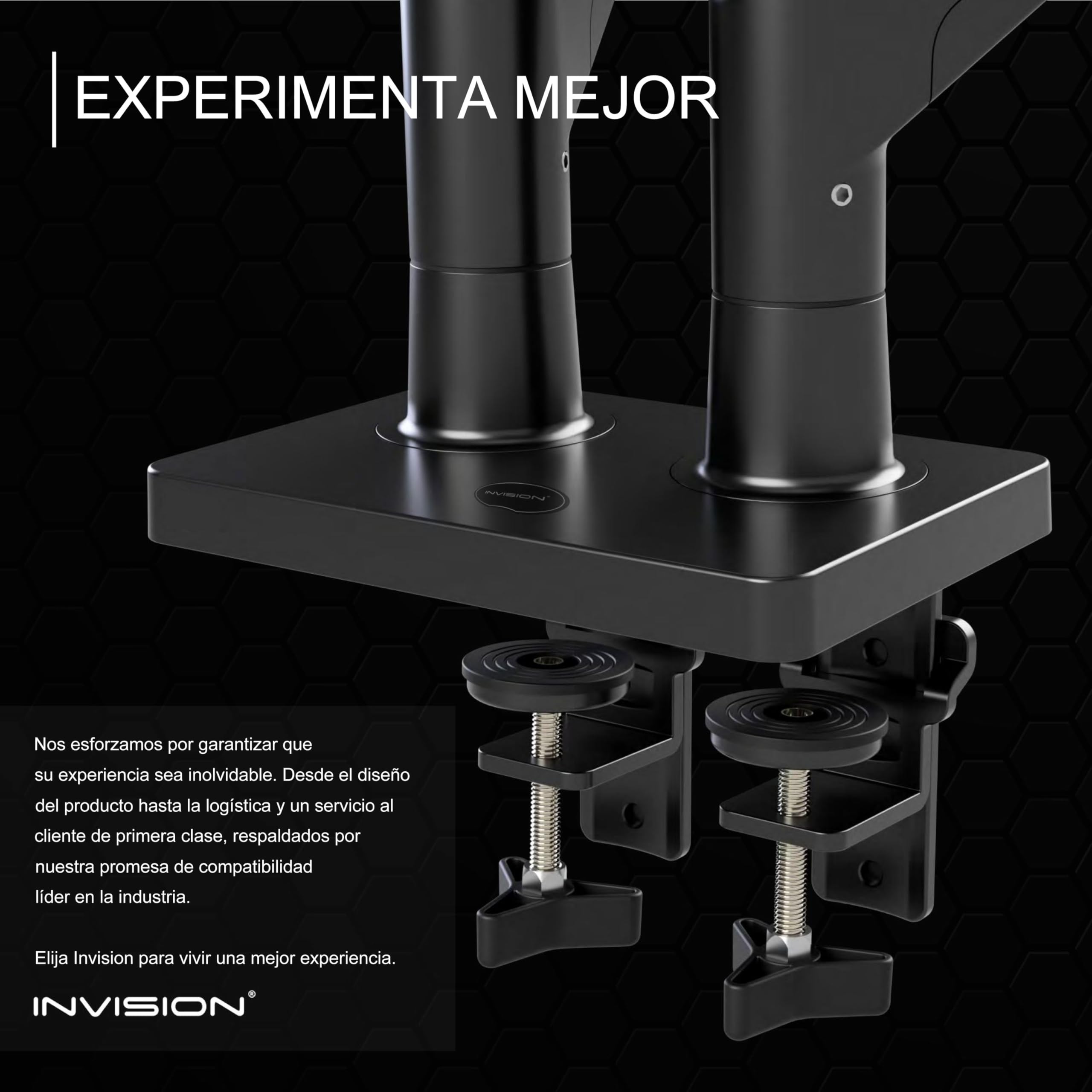 Invision Soporte Monitor Doble Brazo para Pantallas 24-35 Pulgadas, VESA 75/100mm, Altura Ajustable Inclinar Girar y Extender, Resorte de Gas Montaje de Abrazadera de Escritorio Peso 2-15kg (MX900)