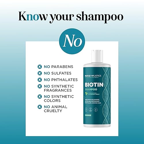 Vista 65 de Champú de romero y biotina para adelgazar el cabello, champú voluminizador vegano para cabello fino con vitaminas B, aceite de argán y aceite