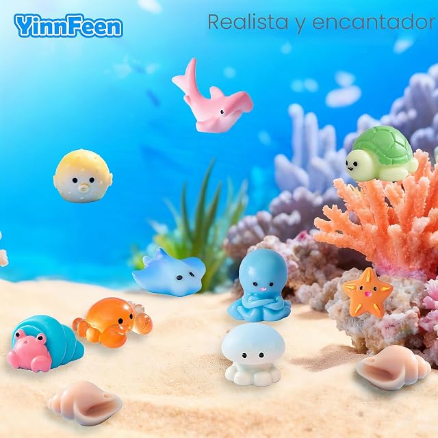 Foto 6 de 7 de YinnFeen 50 Piezas Mini Figuras de Océano, Miniaturas Pequeñas de Animales Marinos