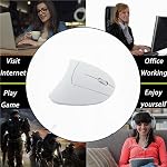 Ergonomic Mouse, Vertical Wireless Mouse 2.4GHz Optical Cordless Computer Mice with USB Receiver 800/1200 / 1600 DPI, 6 Buttons for Laptop PC Desktop MacBook(White)