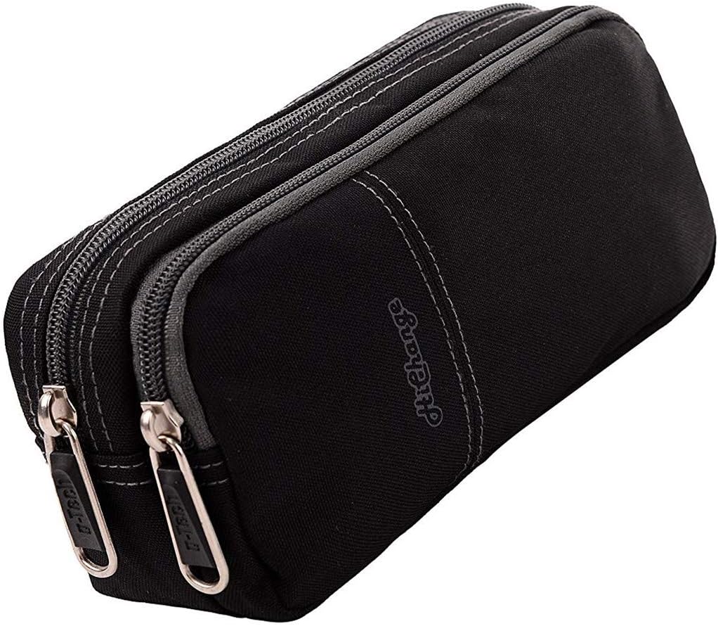 Pencil Case, Large Capacity Pencil Cases Pencil Bag with Two Compartments (Black)