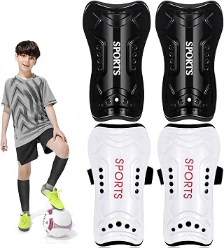 2 Pairs Soccer Shin Guards for Toddler Kids Youth, Soccer Shin Pads with Adjustable Double Strap for 3-14 Years Teens Lightweight Calf Protective Gear for Football Soccer