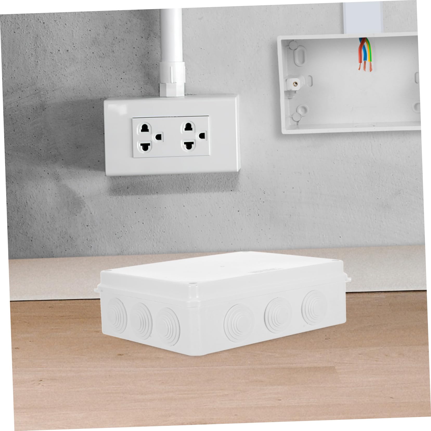 ABOOFAN Anschlussdose Ip65 Weißes Abs Kunststoff Elektrogehäuse 255x200x80mm Außenverteilerkasten Für Elektroprojekte Mit Stopfen Und Loch