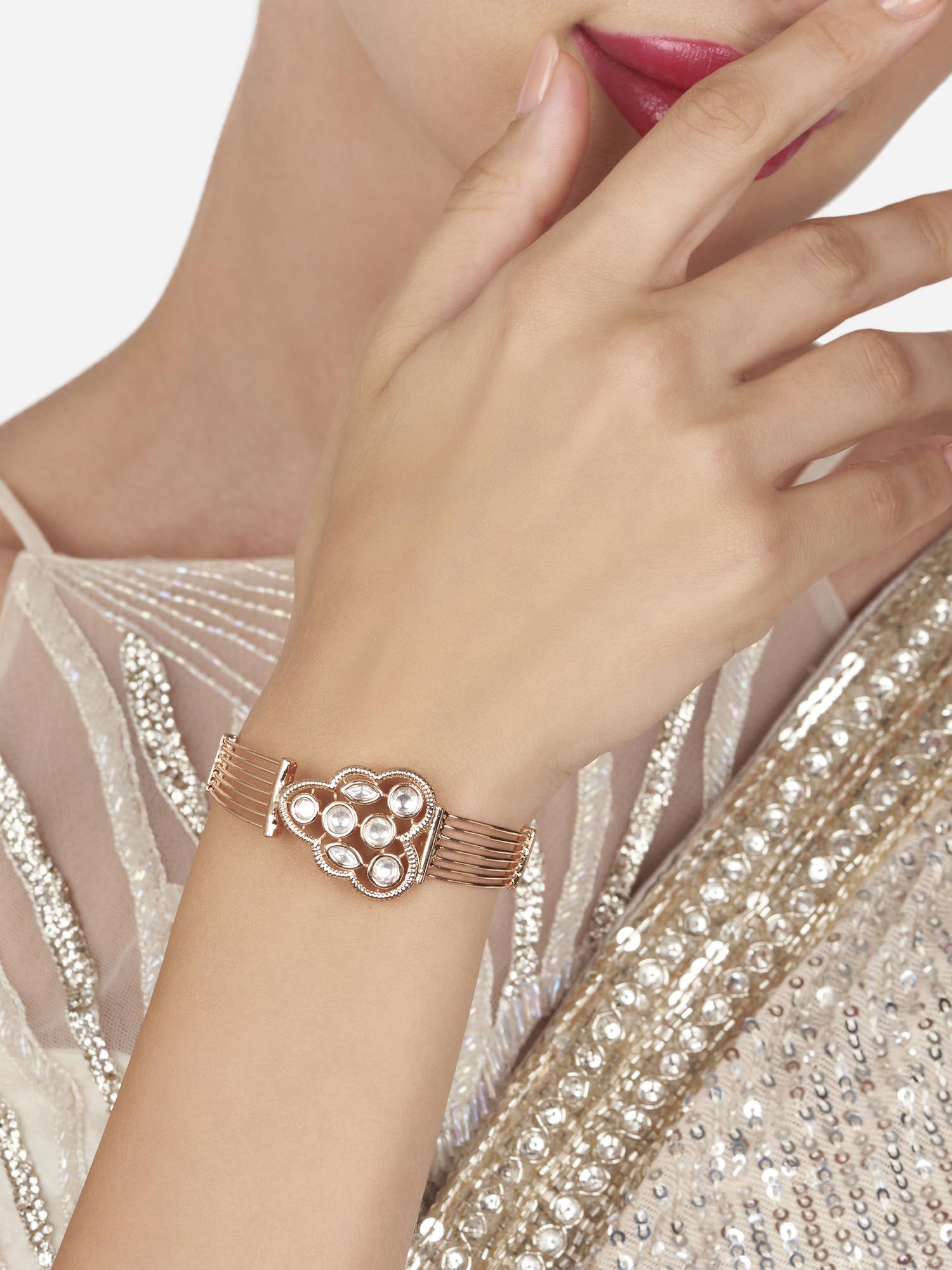 CZ Brass Bangle Kada Bracelet - ZPFK16200