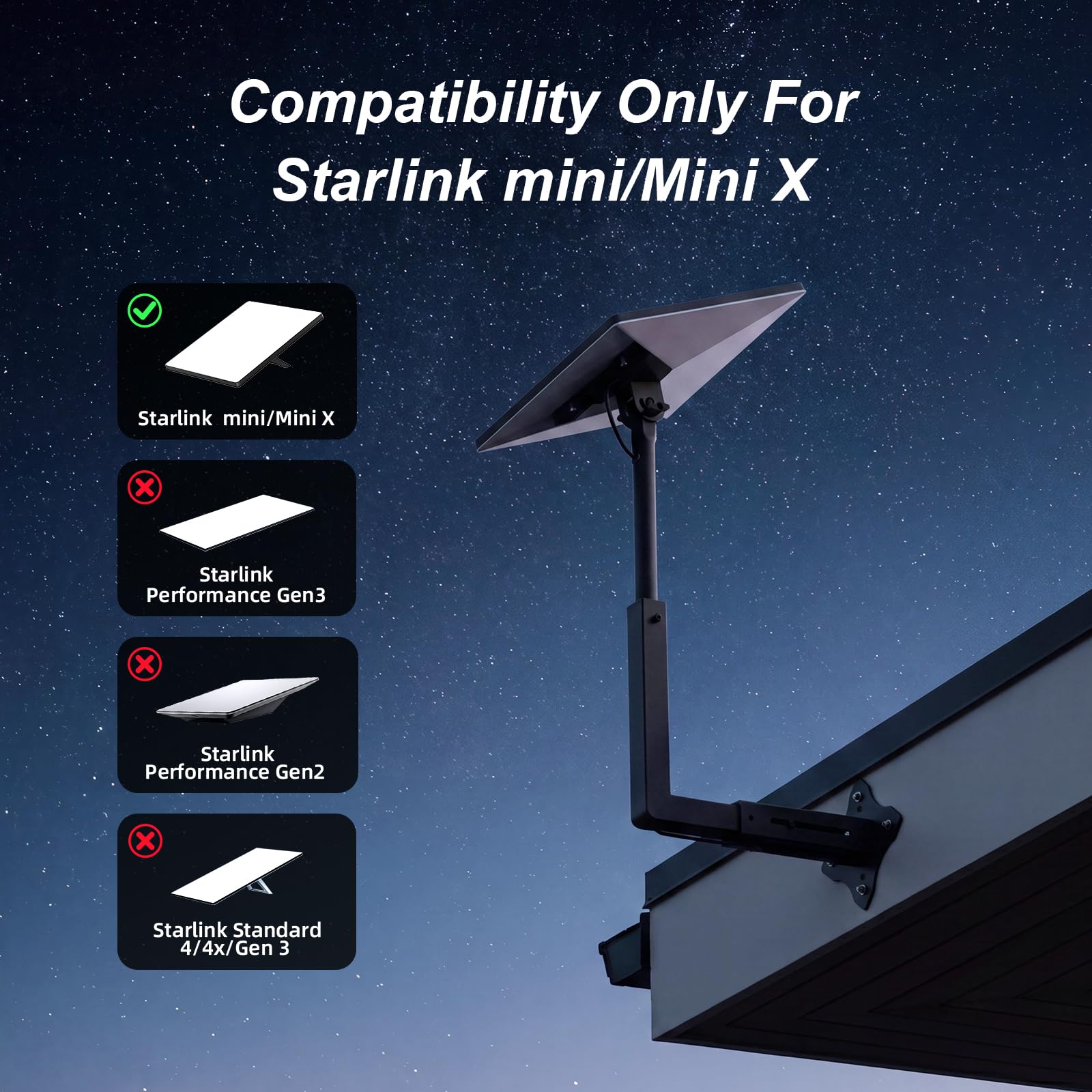 Starlink - Mini supporto da parete regolabile Starlink per Starlink Mini/Mini X con adattatore per tubo