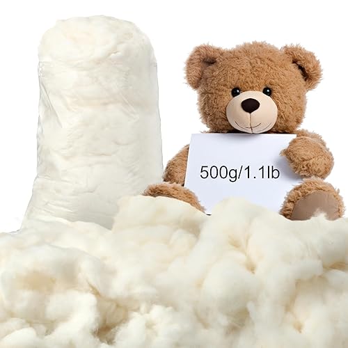 Wesnoy 500g/1.1lb Cotton Stuffing for Stuffed Animals Soft Pillow, Natural