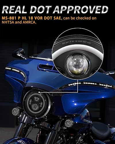 Miniatura 28 de Faro delantero de luz LED de 7 pulgadas para motocicleta, con soporte para montaje, para motos de ciudad y carretera King Ultra Classic Electra