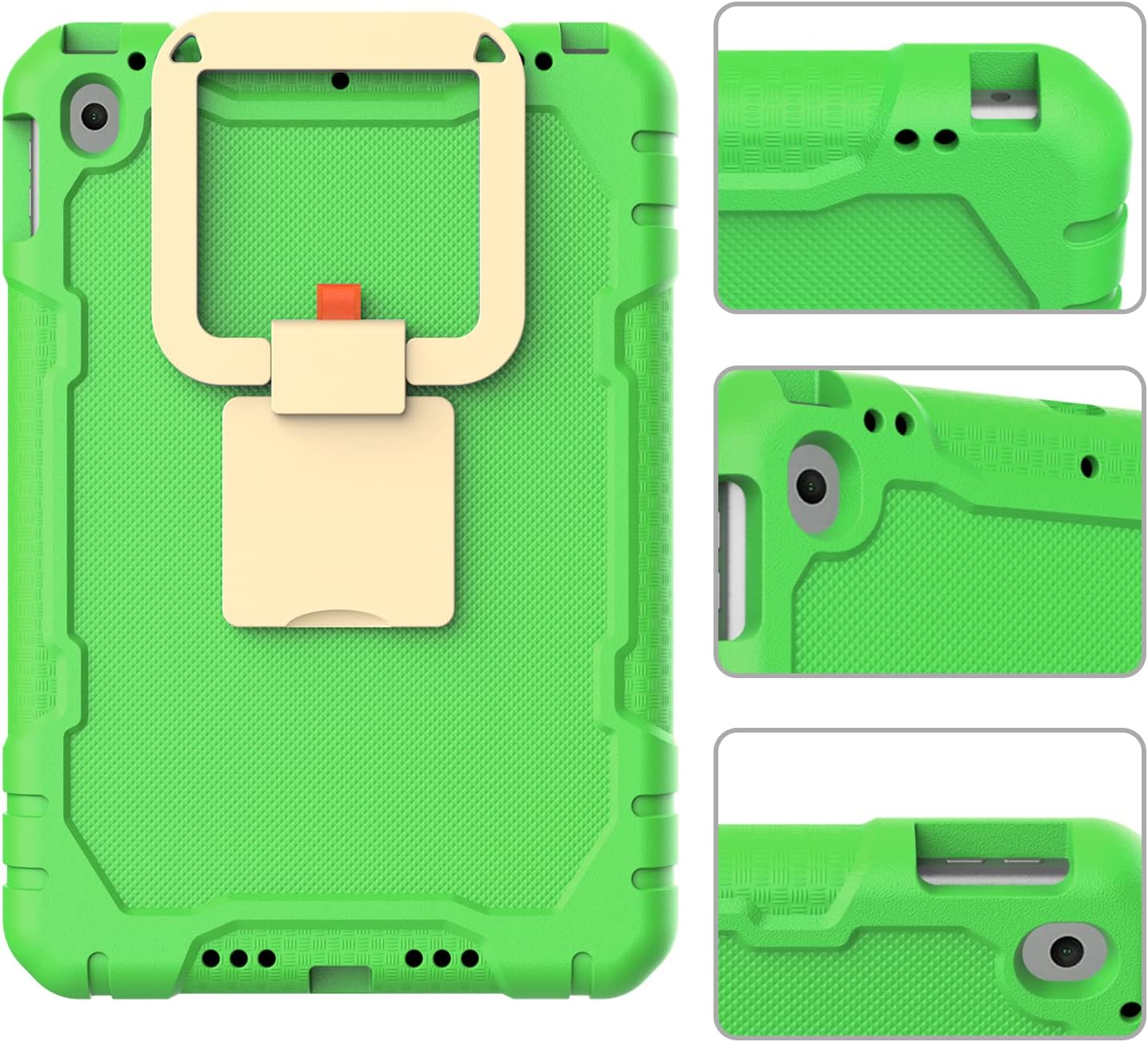 BMOUO Kids Case for iPad 8th/7th Generation, iPad 10.2 Case, Built-in Screen Protector, Shockproof Lightweight [360° Rotating Handle Stand] [Pencil Holder] Case for iPad 10.2 inch 2020/2019,Green