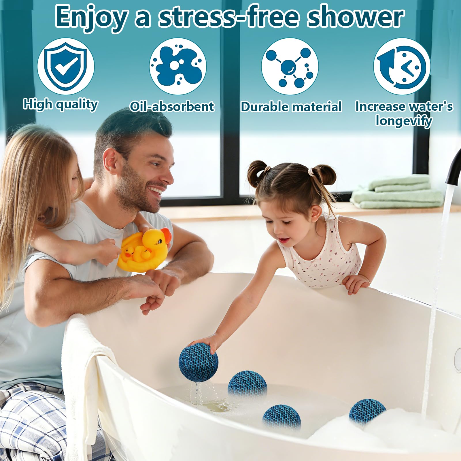 Boule Absorbeur D'écume, Absorbeur D'huile de Piscine Réutilisables, Absorbeurs de Piscine Éponge Flottante, pour Absorbant Mousse et Graisse pour Spa Piscine Baignoire (4, Balle)