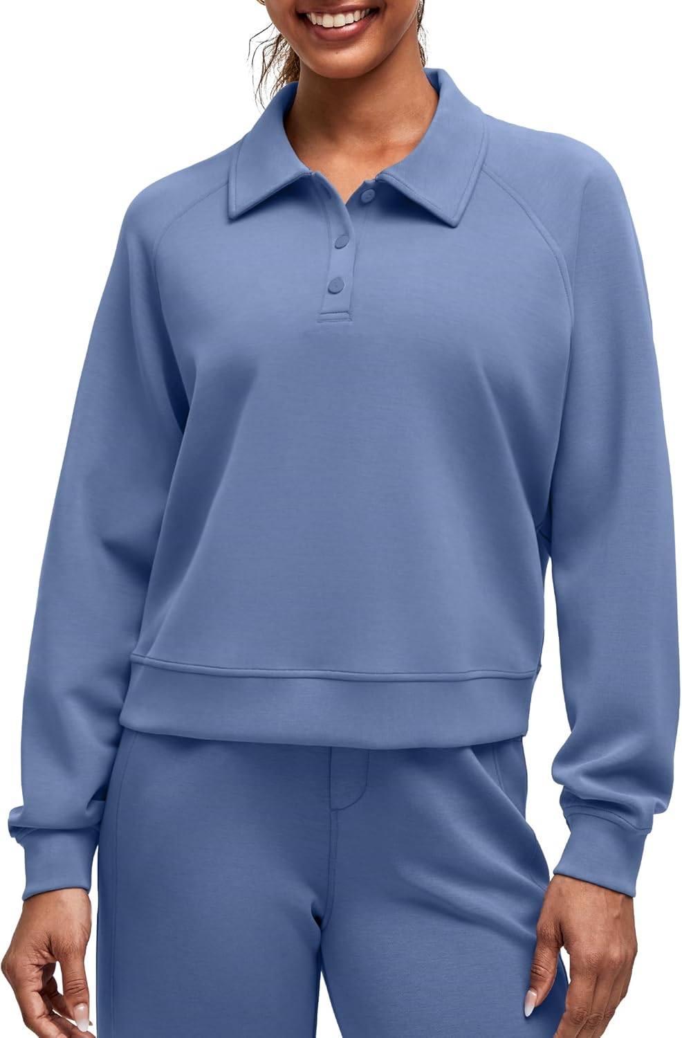 G4Free Smoofit Modal Soft Women's Polo Sweatshirts Pullover Long Sleeve Button Up Casual Tops - Image 2