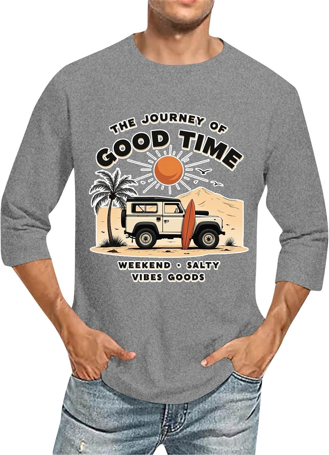 WENKOMG1 Men's Athletic Baseball Tee Raglan 3/4 Sleeve Casual Beach Workout T Shirts, S-2XL
