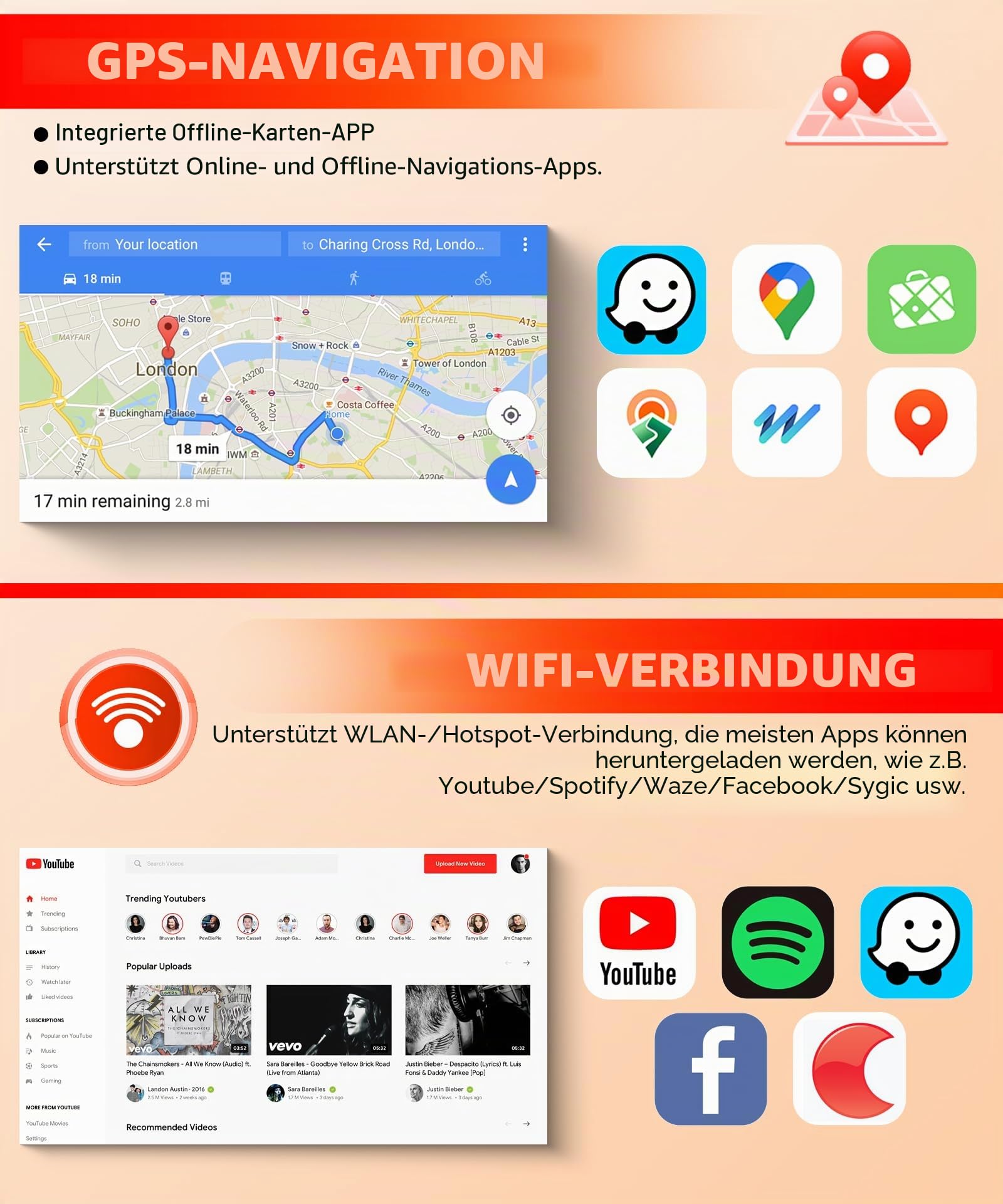 2G&64G VECHTEL 9" Bluetooth-Autoradio für Toyota AU-RIS 2013-2015 Carplay Android Auto Wireless, EQ, WiFi GPS Navi, Airplay,Android Cast,RDS/FM Radio 2 Din mit AHD Rückfahrkamera