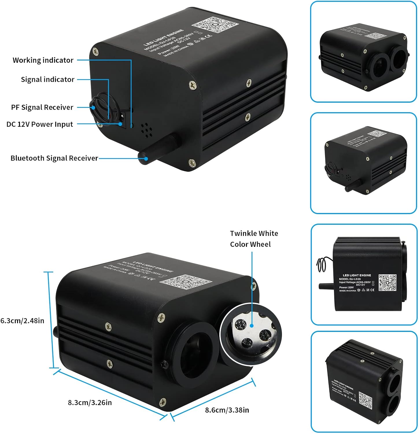 AMKI Dual Color 20W Twinkle Starlight Headliner Kit Mixed 860pcs*9.8ft Cables Fiber Optic Light Cable Sound Activated Music Mode APP/Remote Control Dual Port Light Box for Car Home Roof Decor