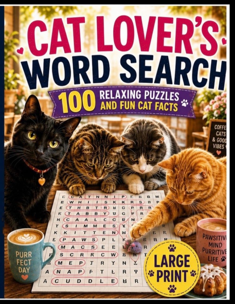 Cat Lovers Word Search: 100 Relaxing Puzzles and Fun Cat Facts