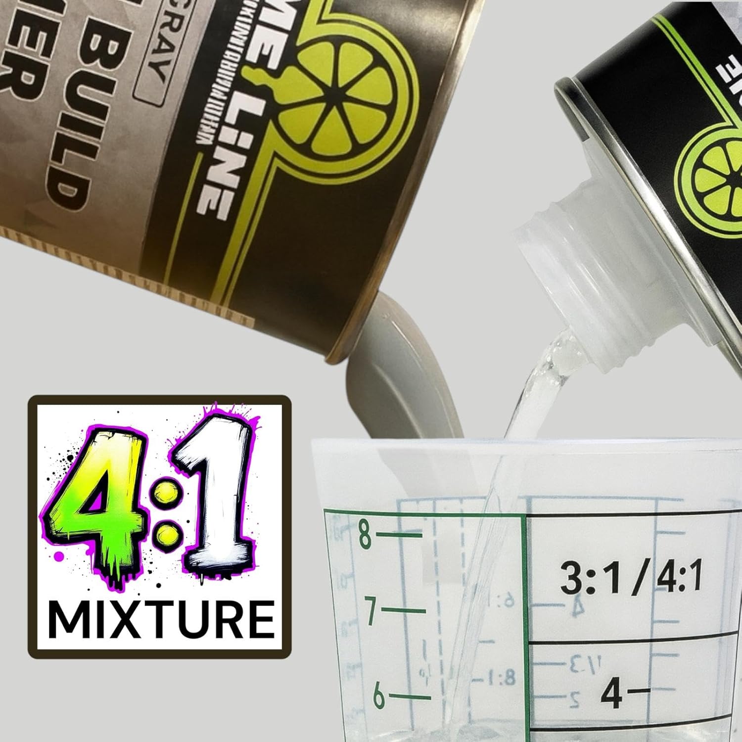 LiME LiNE Sand-able Automotive Primer Surfacer, Direct-to-Metal, High Build 2k Urethane, 1.25 Quart kit, (Light Grey) 4:1 mixture
