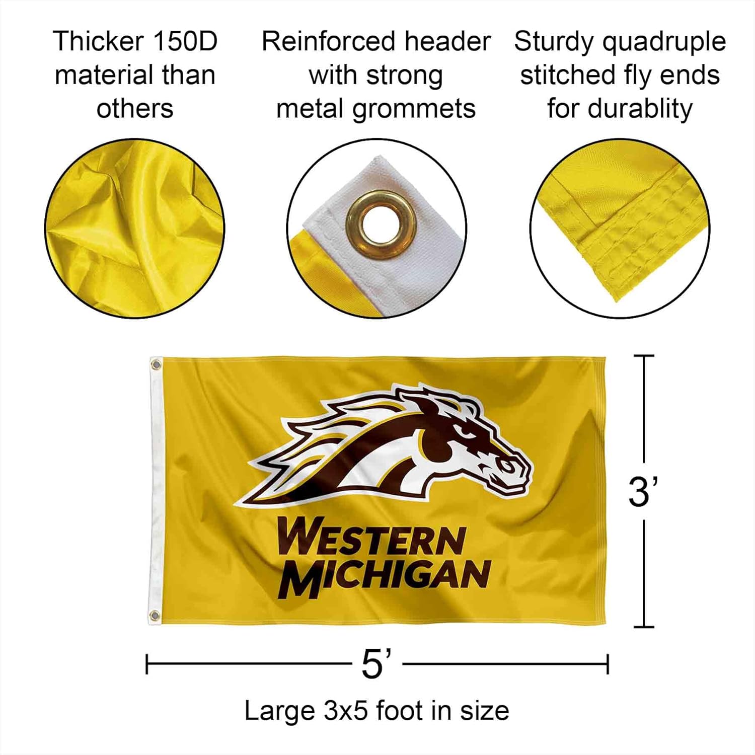 College Flags & Banners Co. Western Michigan University Broncos New Logo Banner Flag