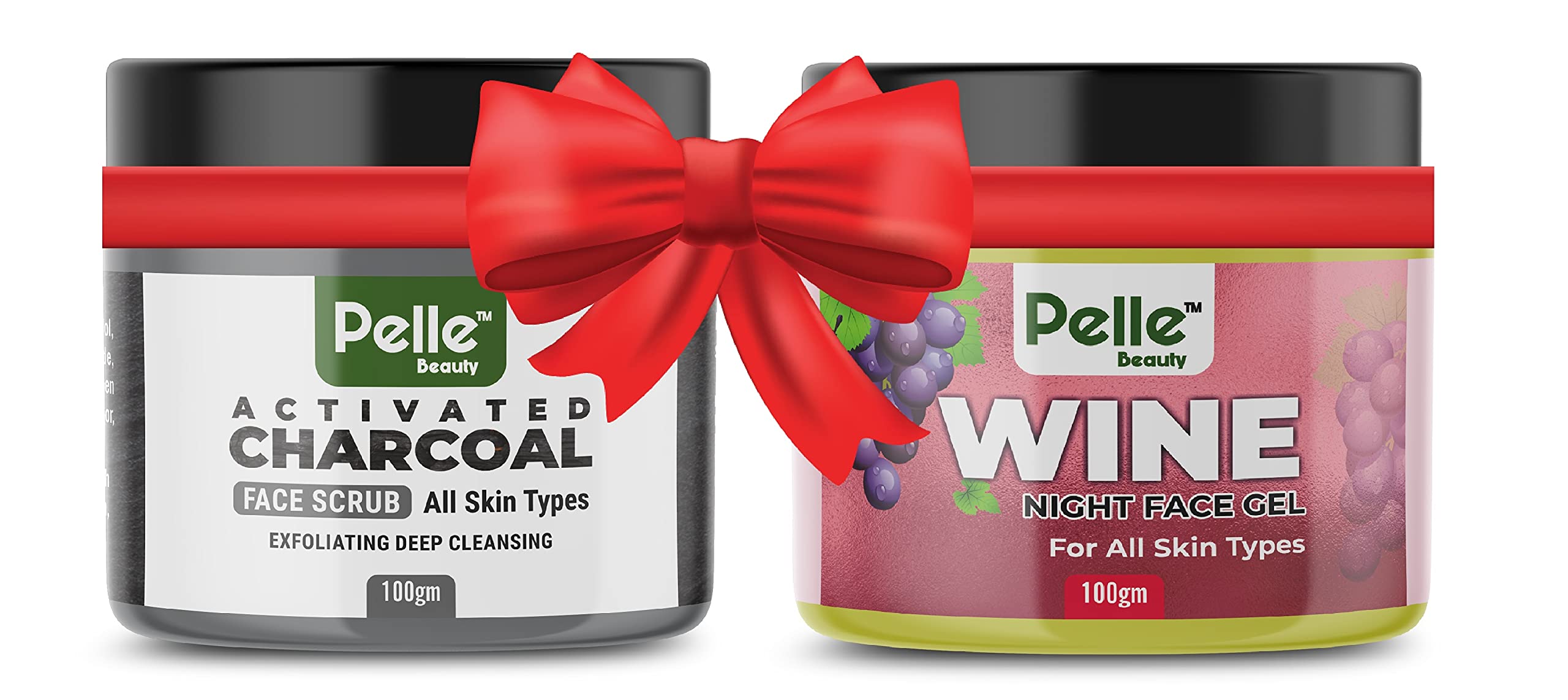 Pelle Beauty :: Combo Pack of Wine gel (100grm) + Activated Charcoal scrub (100grm) :: 100% Organic and Natural