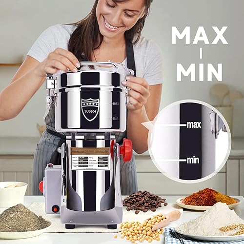 Miniatura 22 de Goldtouch Molinillo de grano de 5.29 oz, molinillo eléctrico de grano de acero inoxidable de 1500 W, máquina pulverizadora de polvo de alta