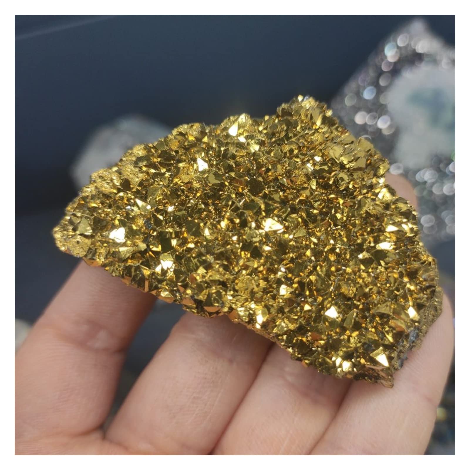 1 pièces matériaux de bricolage naturels faisant galvanoplastie or pierres précieuses brutes cristal cluster titane géode cadeaux spécimens décoration pierres décoratives en cristal collecte à domicil