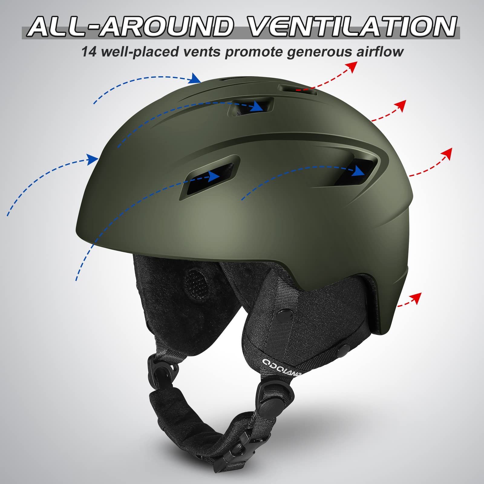 Odoland Kit di Casco Sci con Maschera Sci, Casco Snowboard per Uomo Donna Adolescenti, Casco Ski Regolabile e Occhiali Sci UV400 Proteczione, per Sport Invernali All'aperto