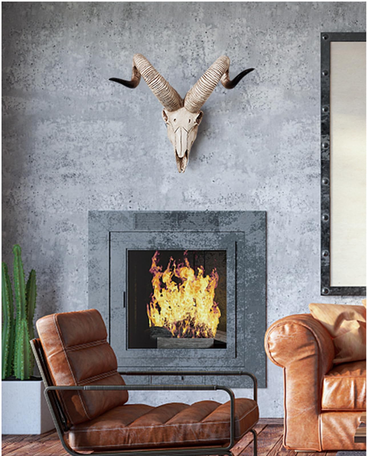 Decorazione da parete in resina a forma di teschi di animali, decorazione da parete in stile occidentale per la casa, 64 x 46 cm