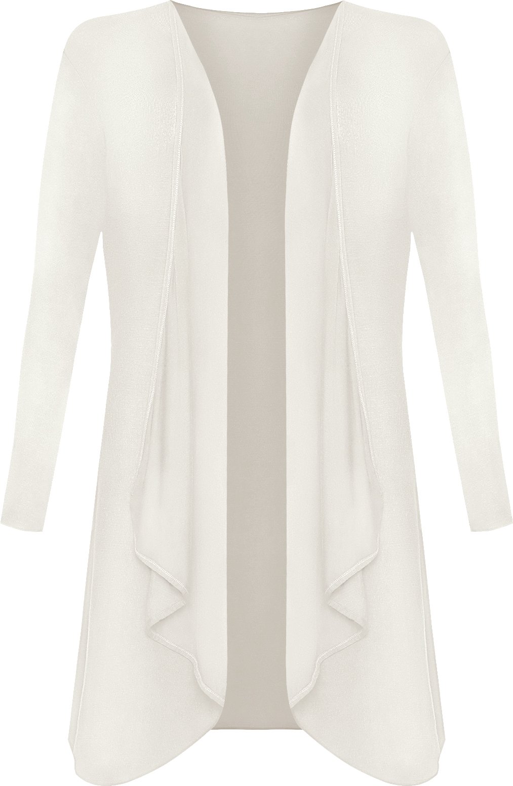 Wearall Women's Cream Plus Size Plain Long Sleeve Open Top Waterfall Cardigan - 16-18