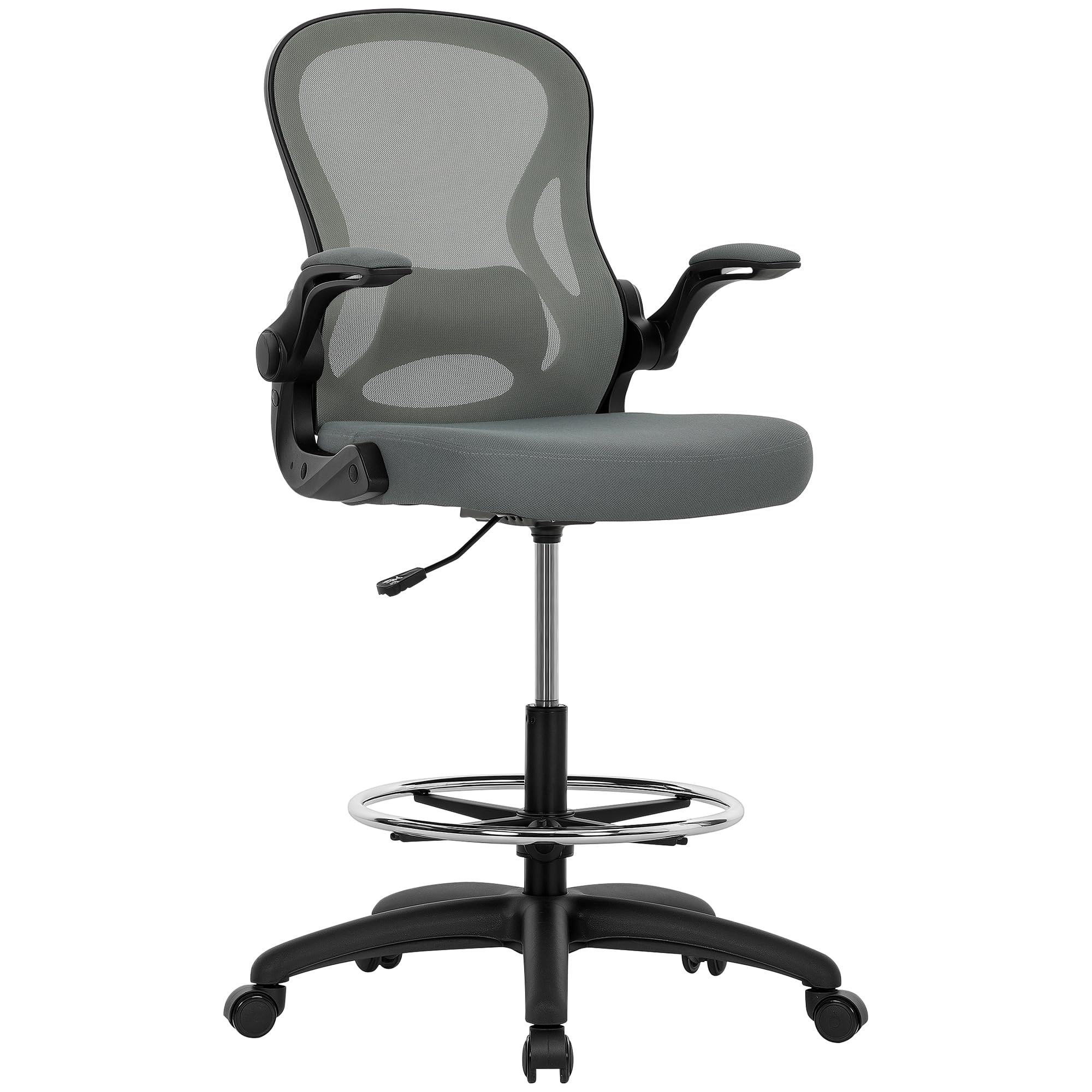 Vinsetto Drafting Chair Flip-up Armrests for Standing Desk Charcoal Grey
