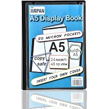 Display Book - 24 Pockets Black Presentation A5 Display Book Folder Folio for Professionals, Business, Students, Projects, School, College & Personal Use by Arpan