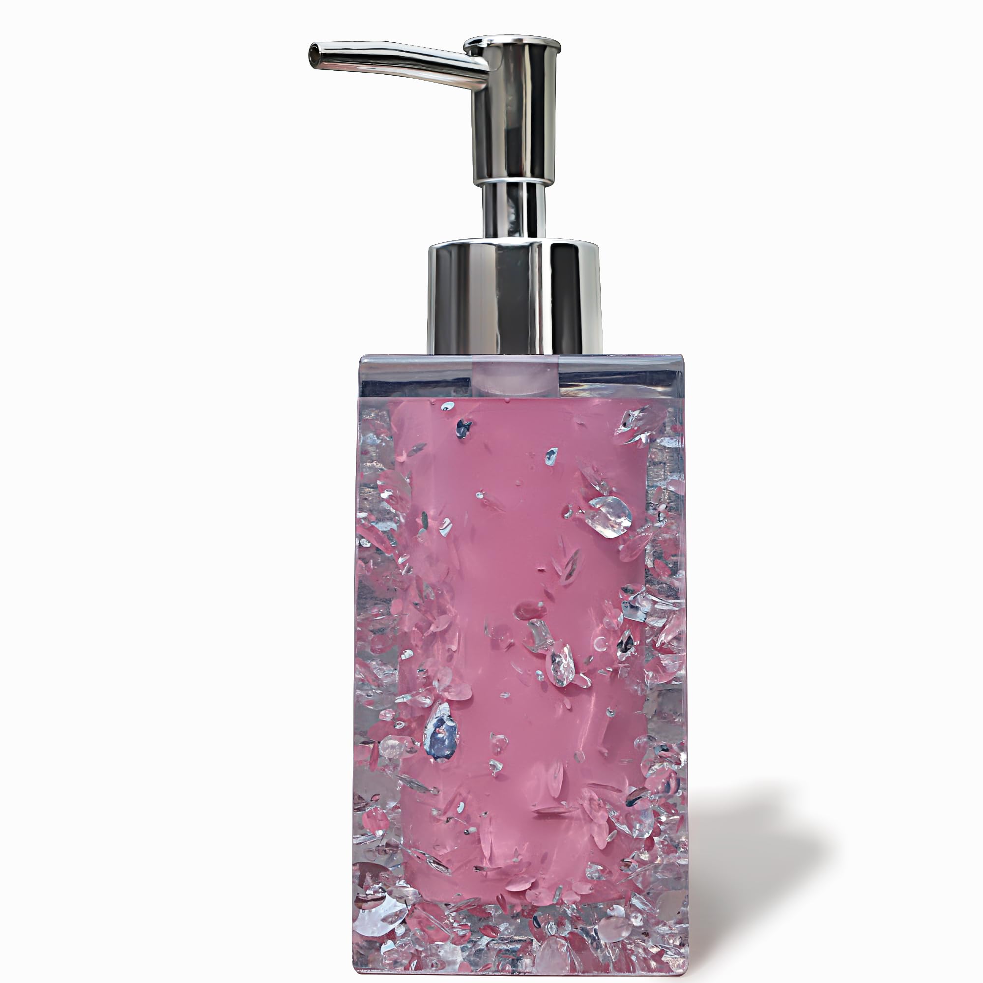 Dispensador de jabón de resina para encimeras de cocina o baño, color rosa
